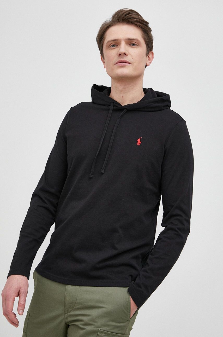 

Хлопковый топ Polo Ralph Lauren с длинными рукавами, черный