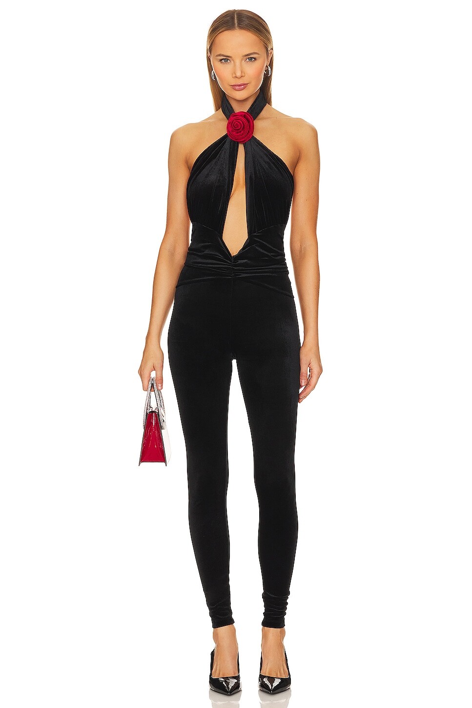

Комбинезон Ronny Kobo Abreen Velvet Catsuit, цвет Jet Black & Crimson