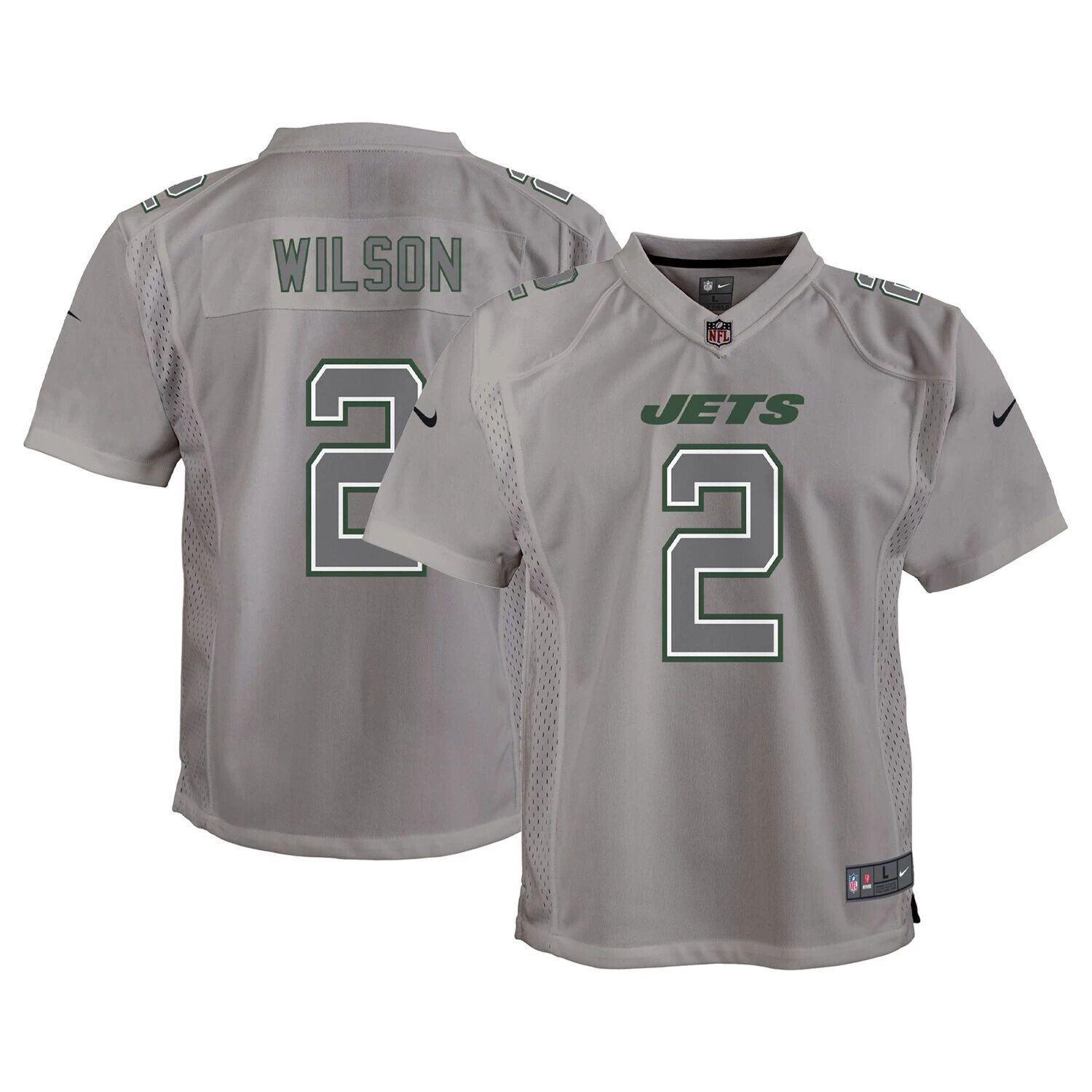 

Молодежная футболка Nike Zach Wilson Grey New York Jets Atmosphere Game Джерси Nike