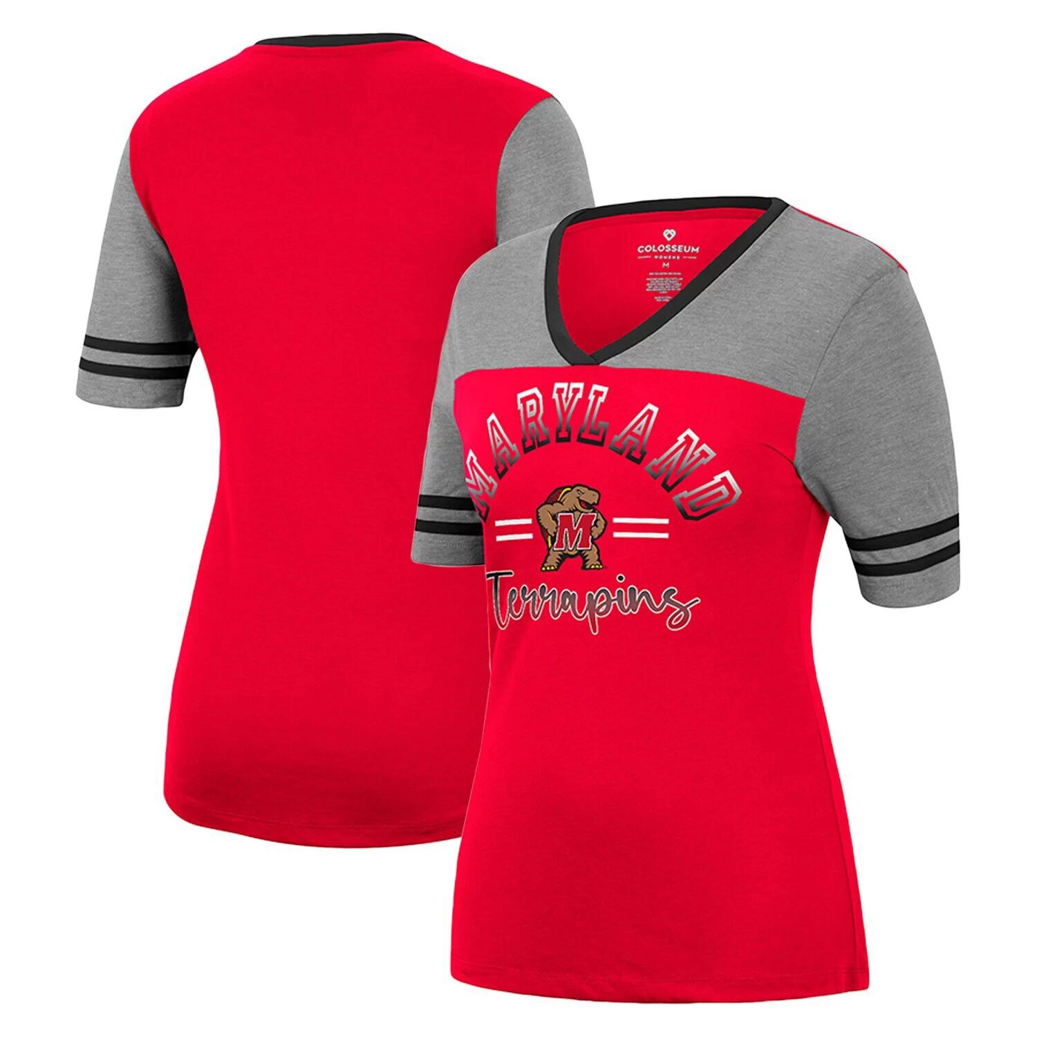 

Женская футболка Colosseum Red/Heathered Grey Maryland Terrapins There You Are с v-образным вырезом Colosseum