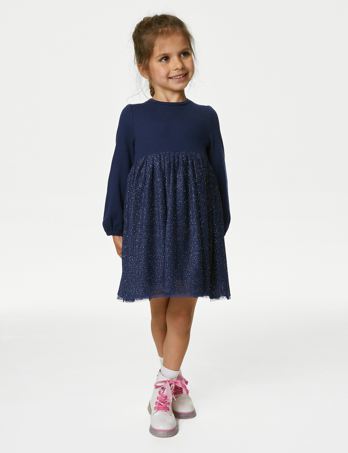 

Платье из блестящего тюля (2–8 лет) Marks & Spencer, темно-синий