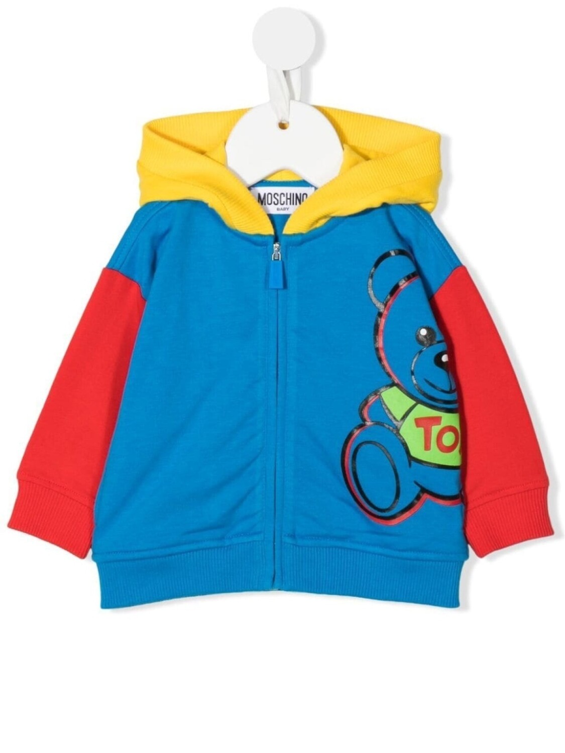 

Худи в стиле колор-блок на молнии Moschino Kids, синий