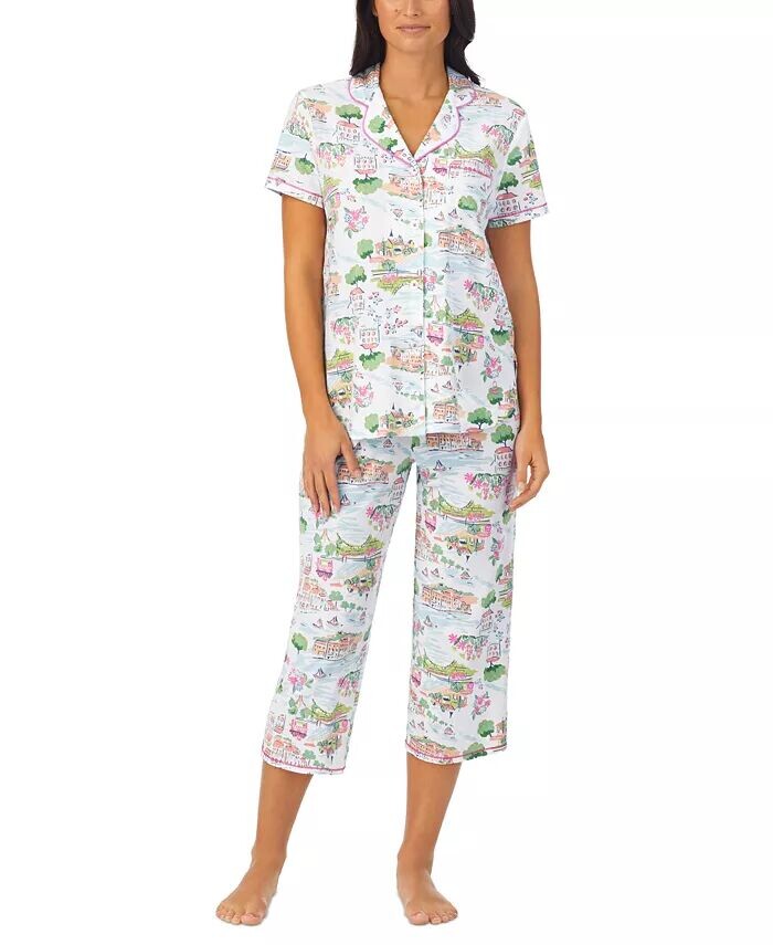 

Женские 2 шт. Укороченный пижамный комплект с зубчатым воротником Cuddl Duds, белый