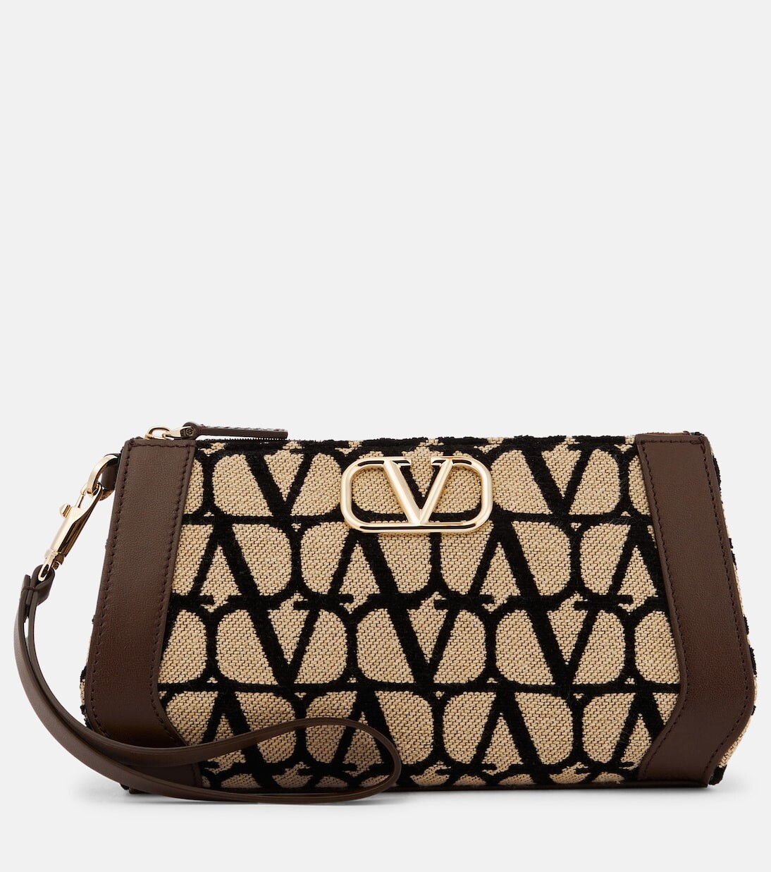 

Клатч toile iconographe с кожаной отделкой Valentino Garavani, бежевый