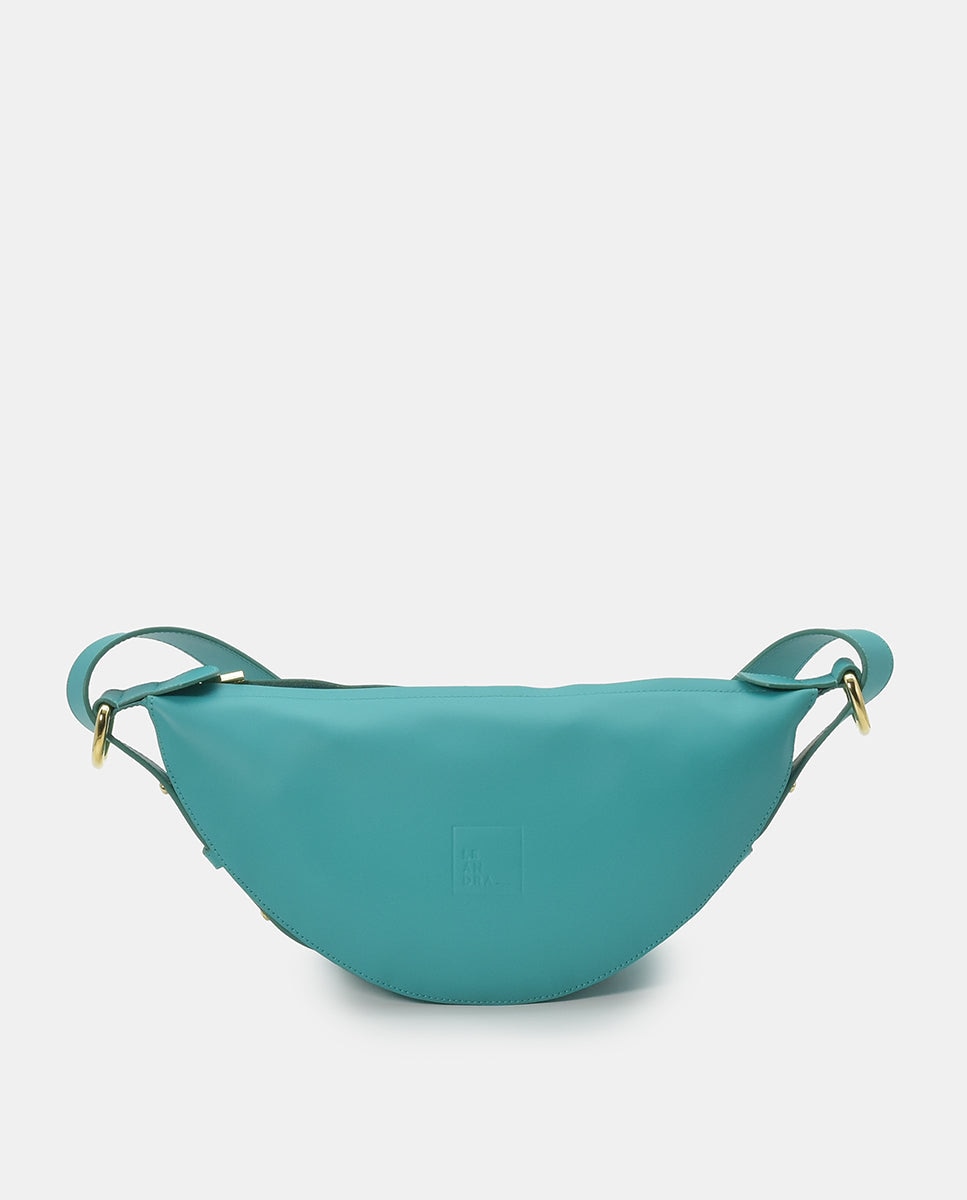 цена Женская кожаная сумка через плечо в форме полумесяца бирюзово-зеленого цвета Leandra, бирюзовый