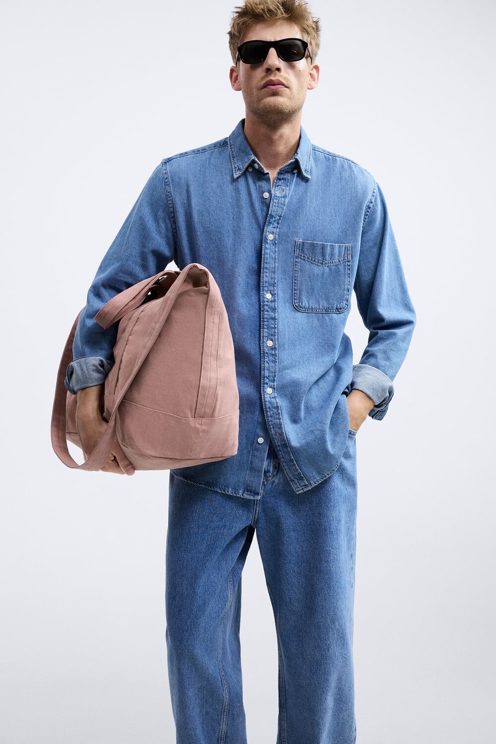 

Сумка из канваса ZARA, розовый