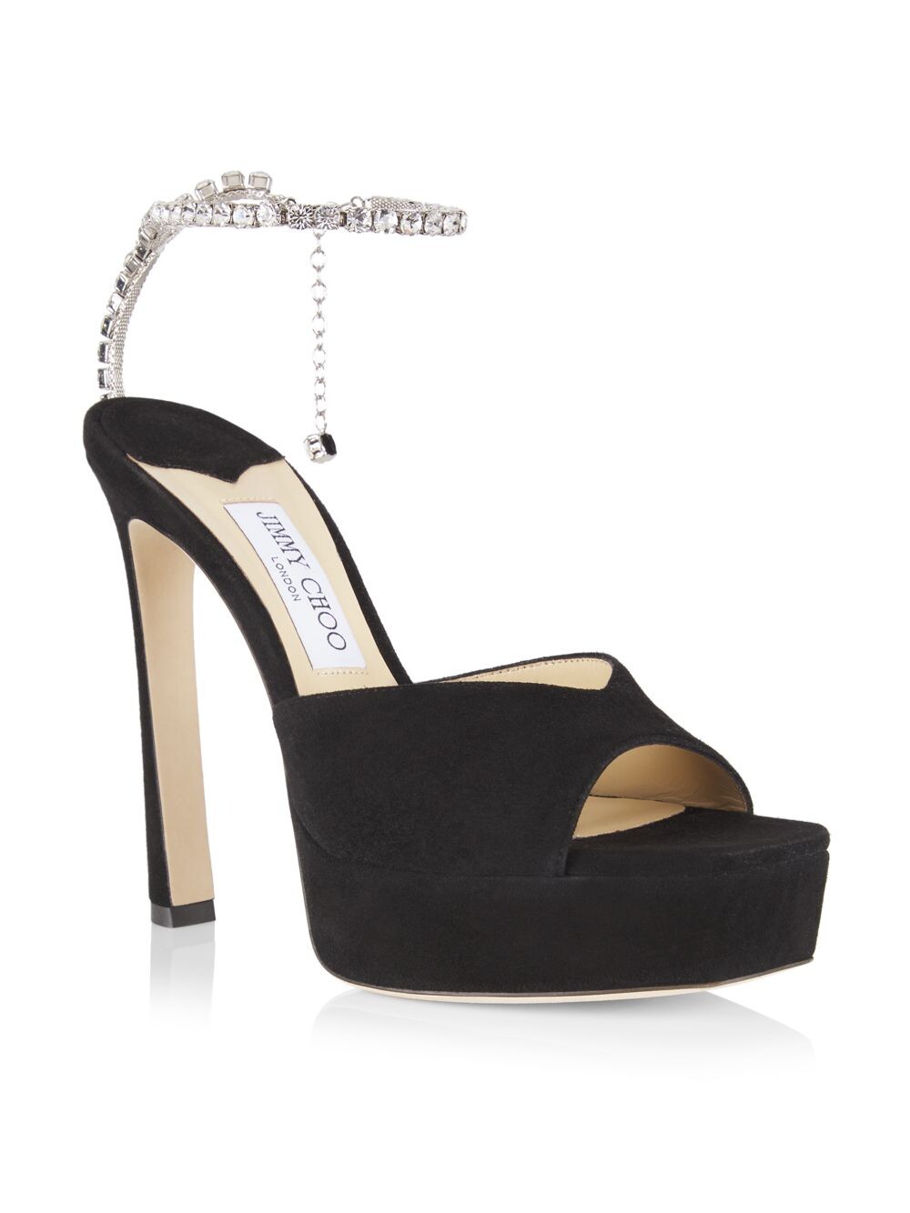 

Босоножки на платформе Saeda 125 ММ из замши и кристаллов Jimmy Choo, черный