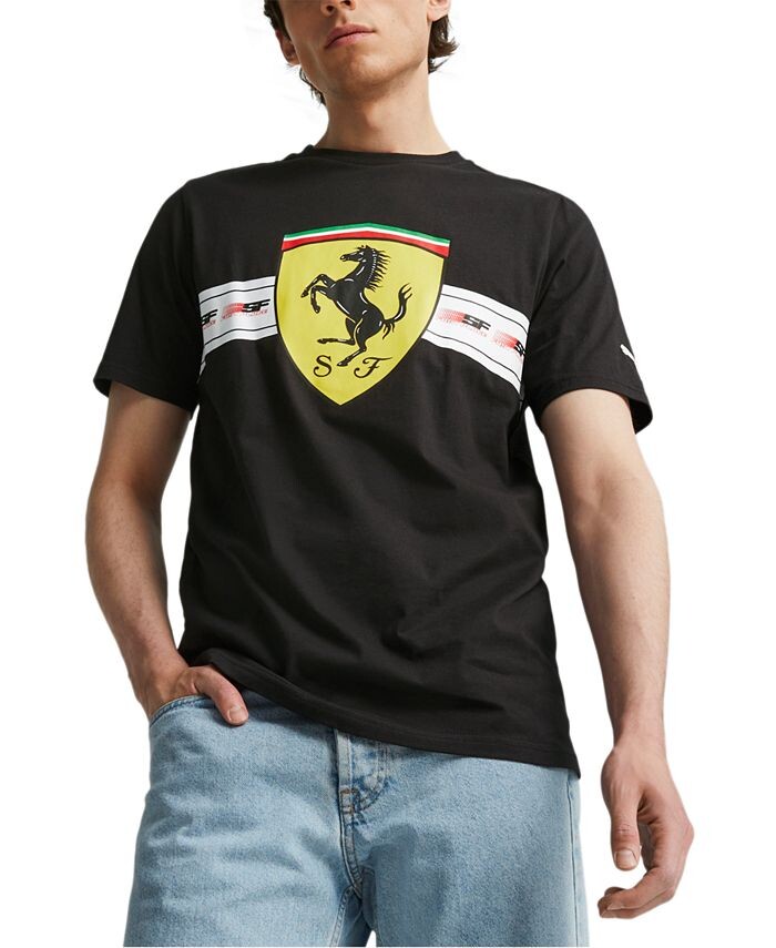 Мужская футболка Ferrari Race Heritage с большим щитом Puma, черный puma x scuderia ferrari race vintage graphic