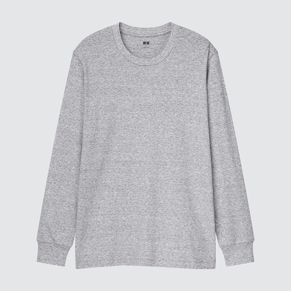 

Предпродажа, мужская и женская мягкая футболка с круглым вырезом Uniqlo, хлопковая нижняя рубашка с длинными рукавами