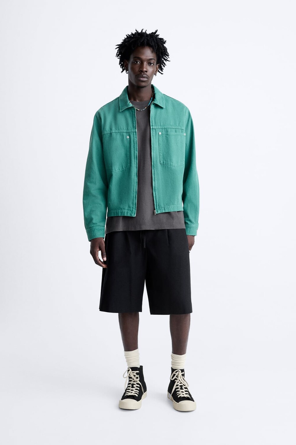 Цветная куртка на молнии ZARA, зеленый
