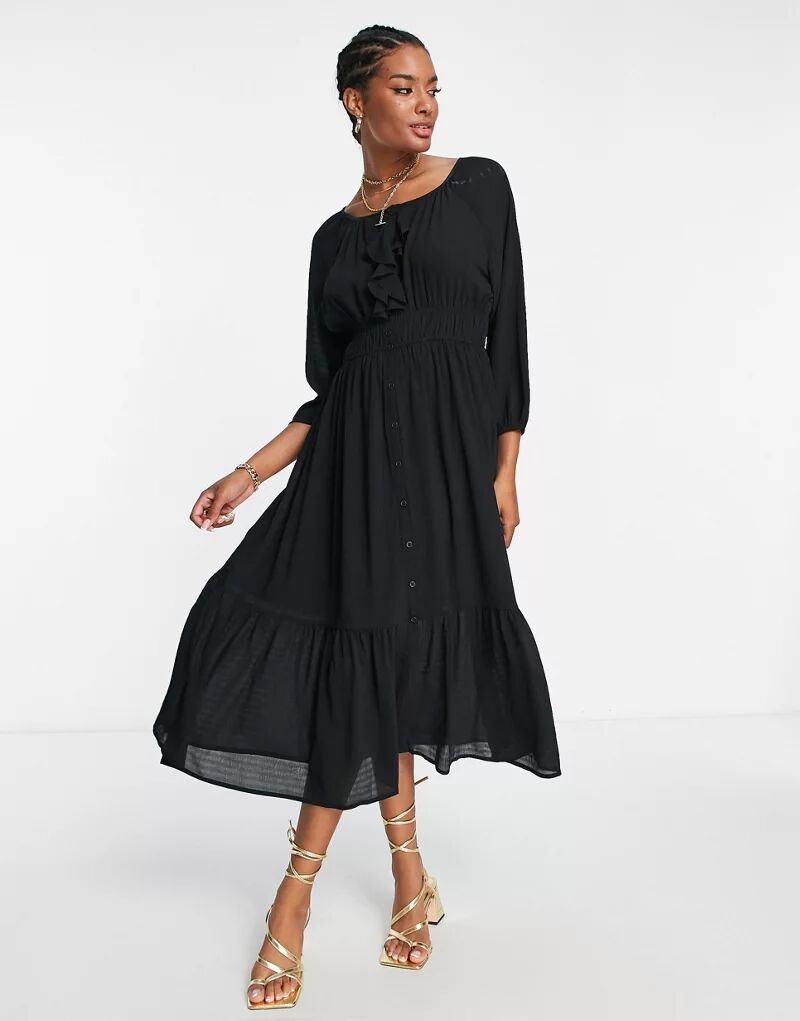 цена Черное платье макси в стиле бохо French Connection