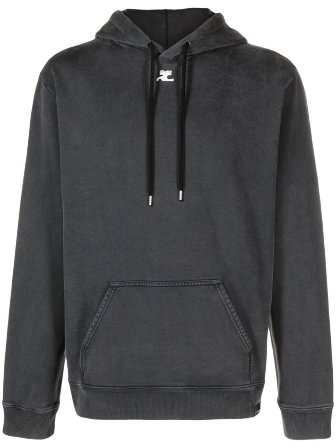 

Courrèges logo-embroidered stonewashed hoodie, серый