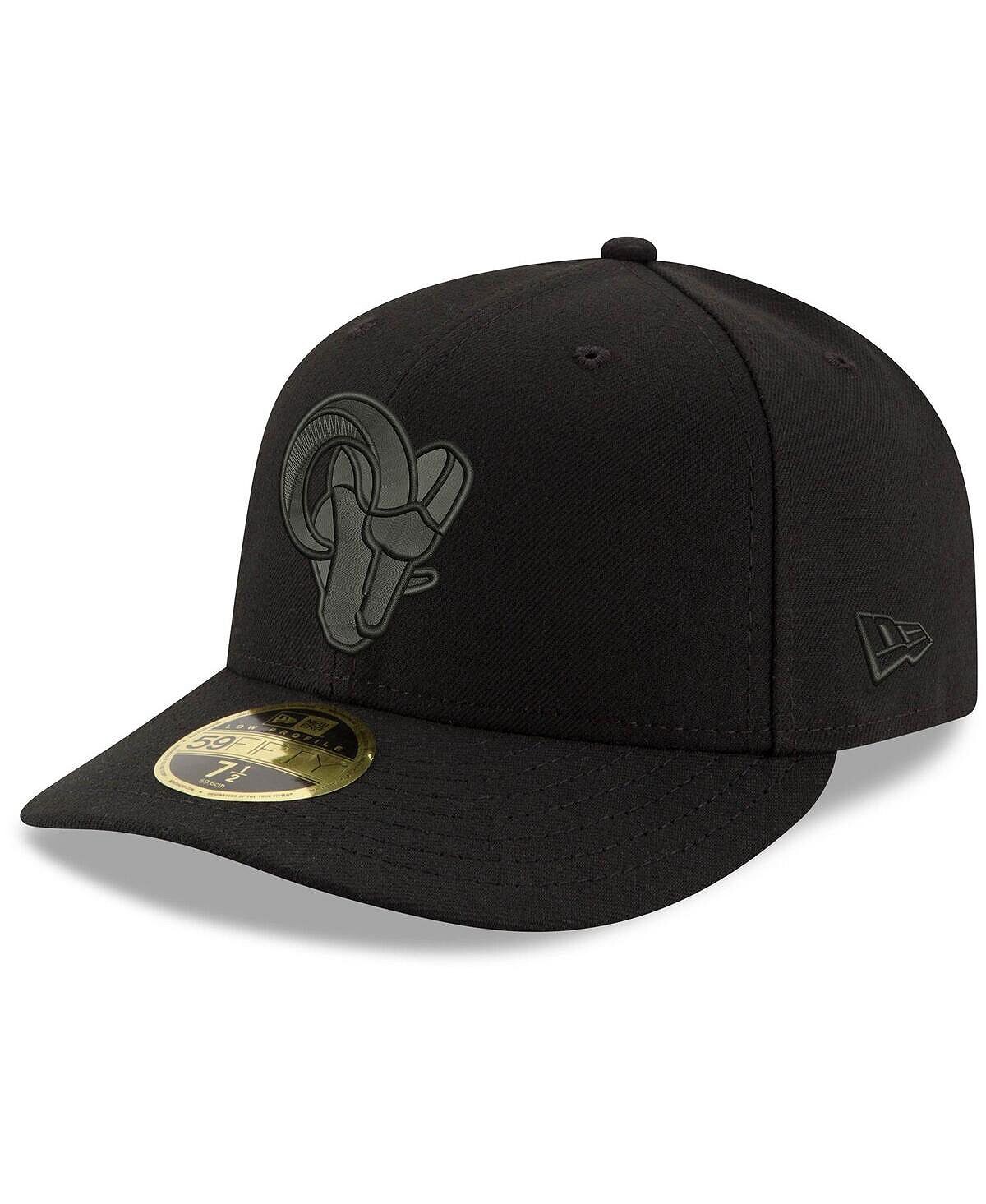 

Мужская черная приталенная шляпа Los Angeles Rams Alternate Logo Black on Black Low Profile 59FIFTY II New Era