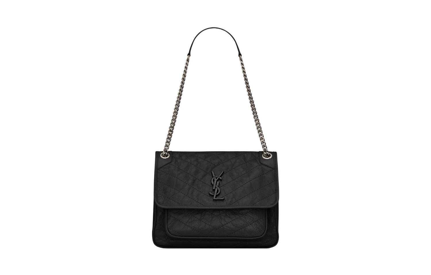 

Сумка женская Saint Laurent кожаная с цепочкой, чёрный