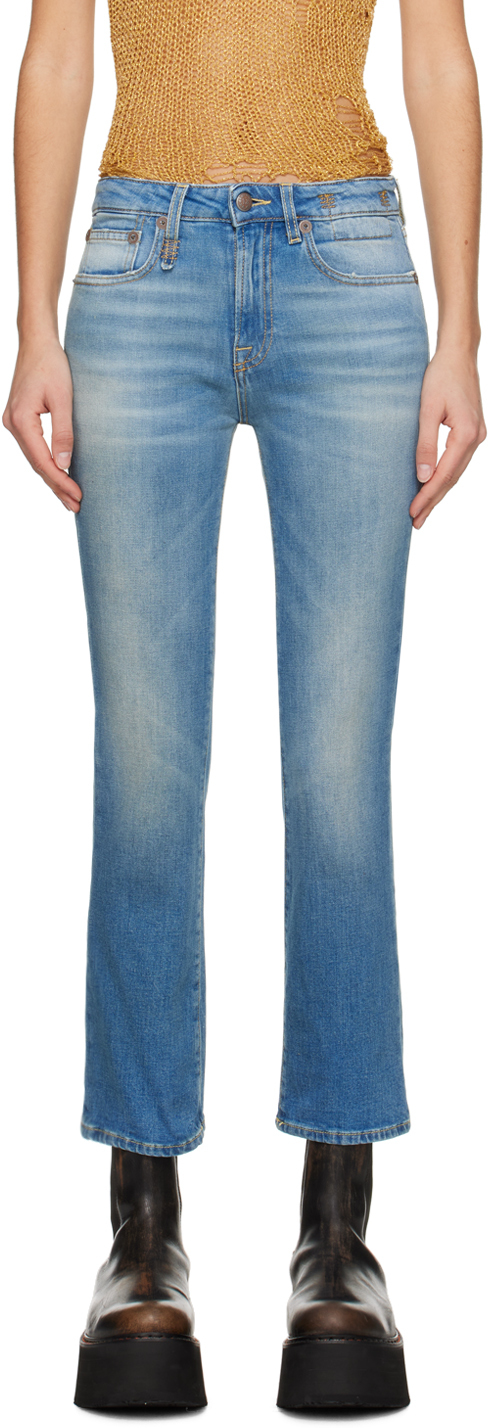 Синие джинсы прямого кроя R13, цвет Jasper stretch цена и фото