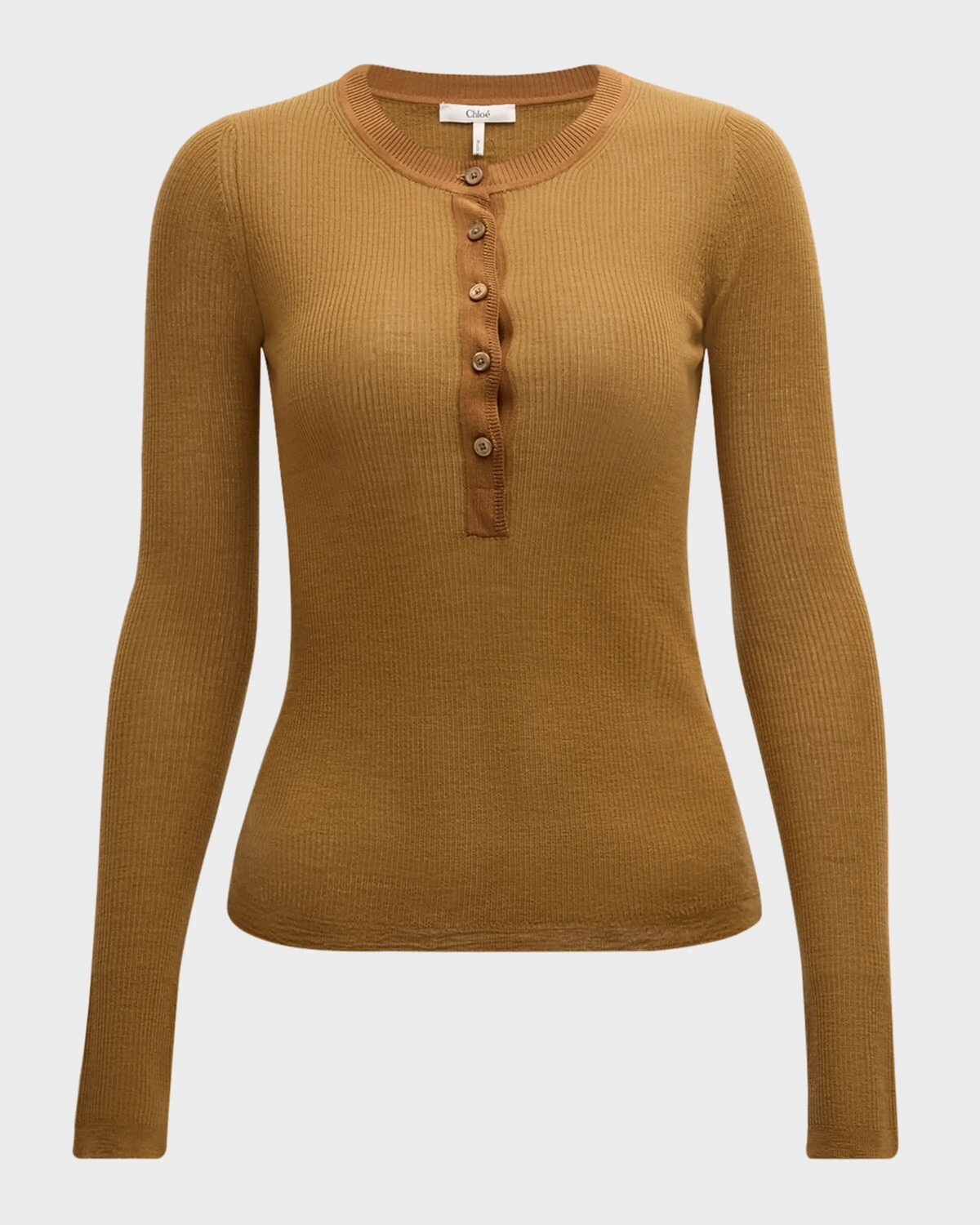 

Топ на пуговицах из сверхтонкой шерстяной вязки Chloe, цвет Khaki Green