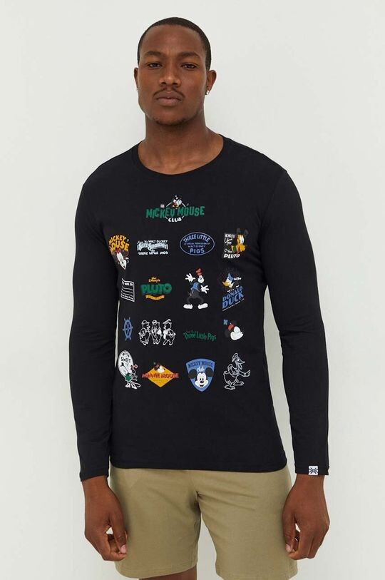 

Хлопковый топ с длинными рукавами для Disney United Colors of Benetton, черный
