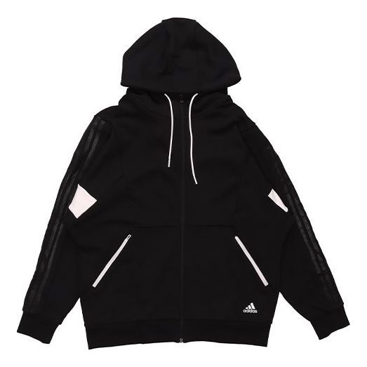 Куртка adidas St Kn Block Jkt Sports Training Knit hooded Logo Jacket Black, мультиколор