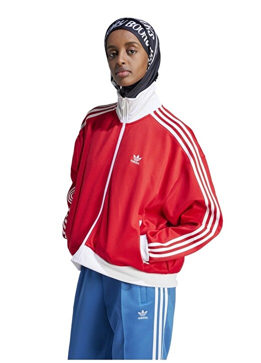 

Красная женская куртка стандартного кроя с воротником-стойкой на молнии Adidas, Красный