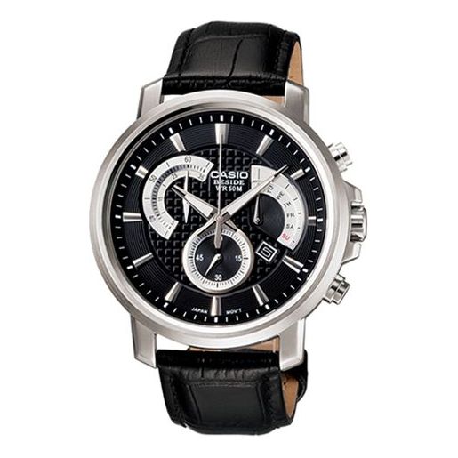 Часы Men's CASIO Large Series Fashion Stylish Business Casual Waterproof Quartz Leather Strap Watch Mens Black Analog, черный