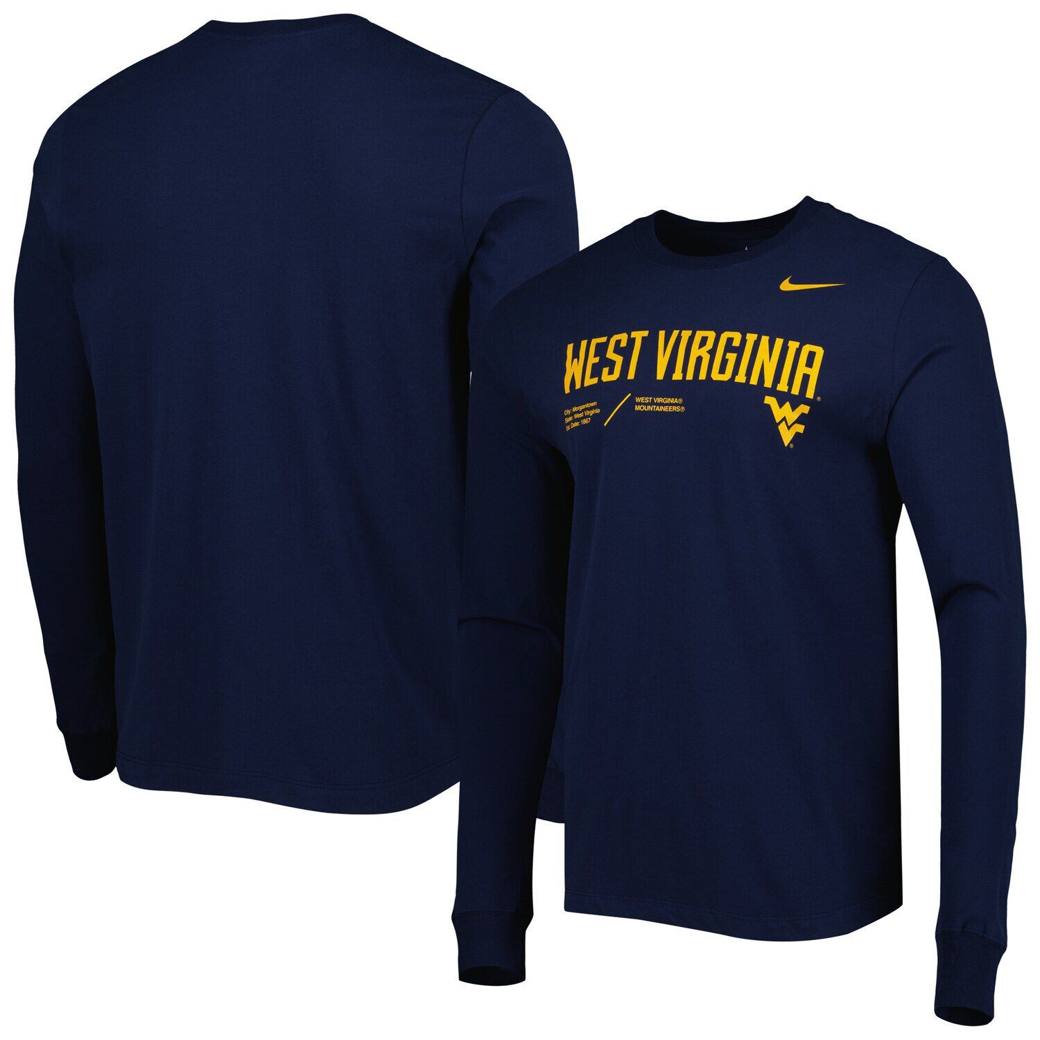 

Мужская темно-синяя футболка с длинным рукавом Nike West Virginia Mountaineers Team Practice Performance, Синий