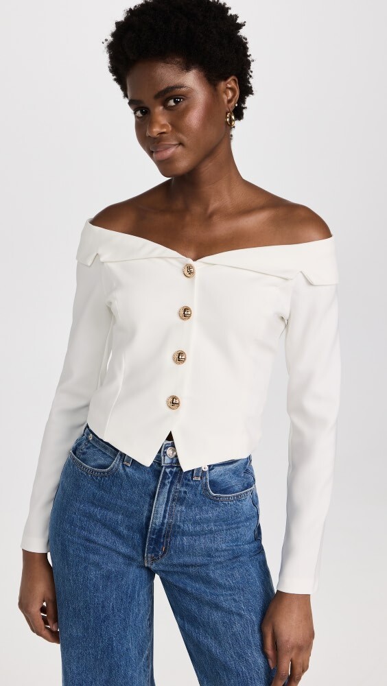

Блейзер endless rose Stretched Off Shoulder Top, слоновая кость