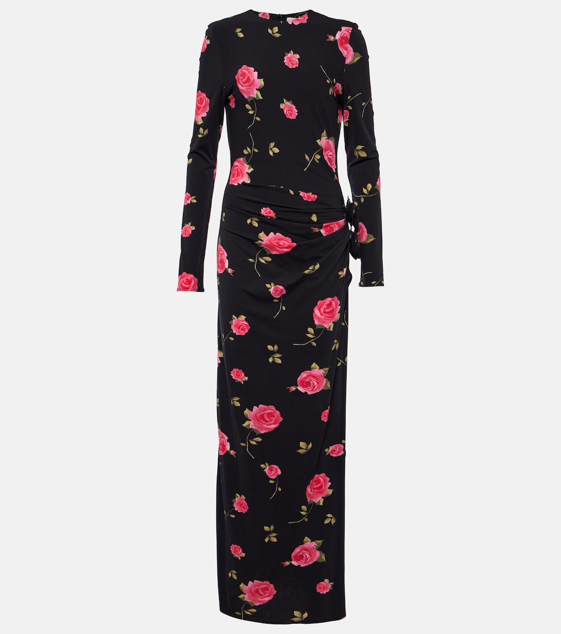 Платье макси со сборками и цветочной аппликацией Magda Butrym, черный юбка макси средней посадки со сборками magda butrym коричневый