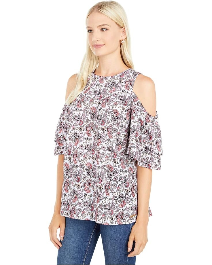 

Топ Michael Kors Abstract Scroll Flutter Top, цвет Shell Pink