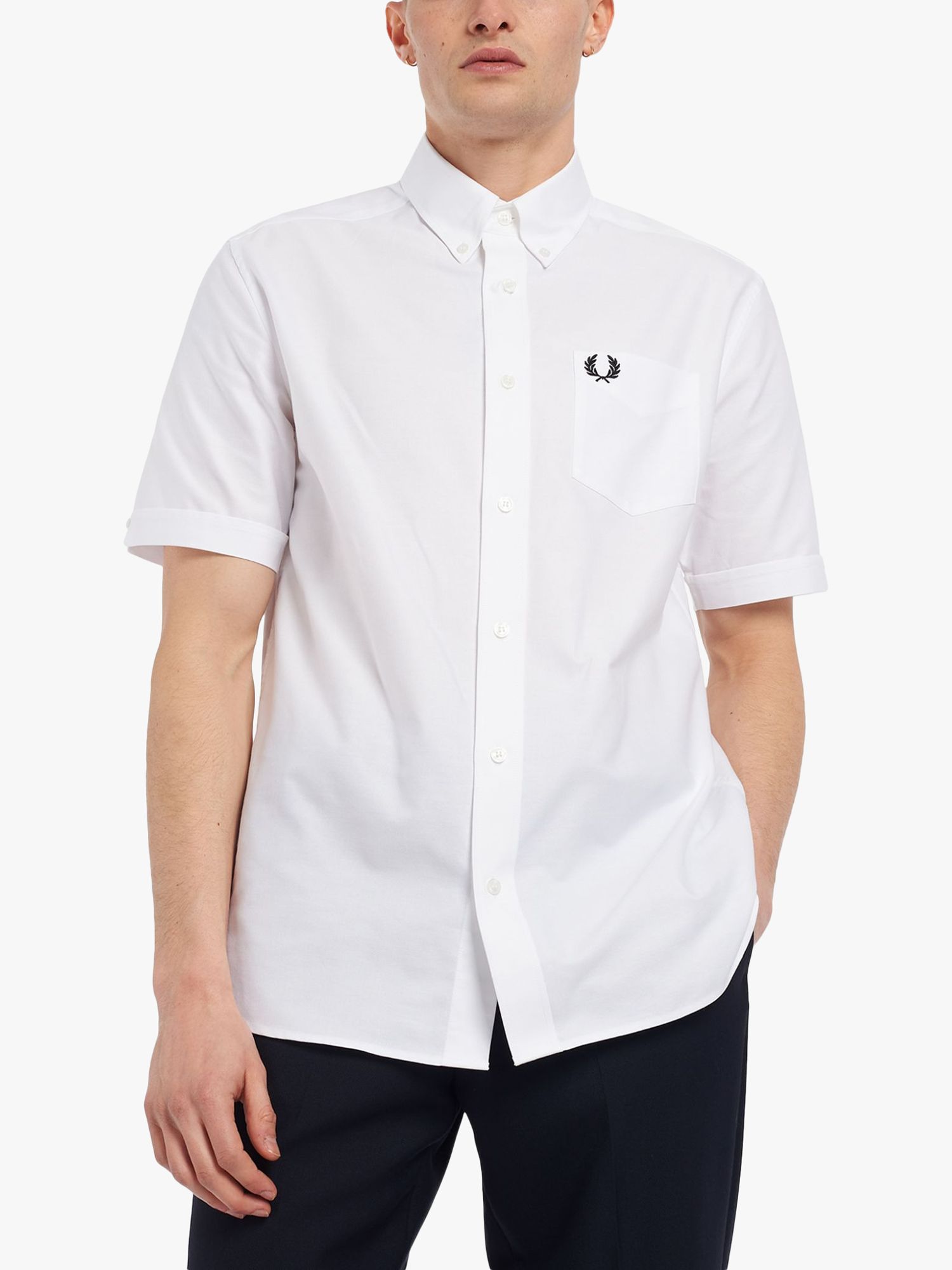 

Оксфордская рубашка с короткими рукавами Fred Perry, белая