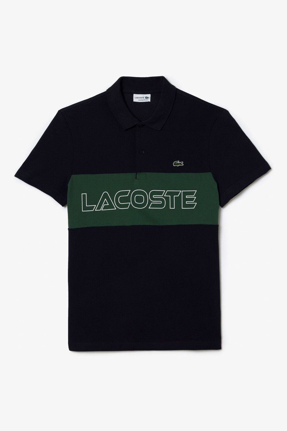 

Темно-синяя мужская рубашка-поло в стиле колор-блок Lacoste, синий