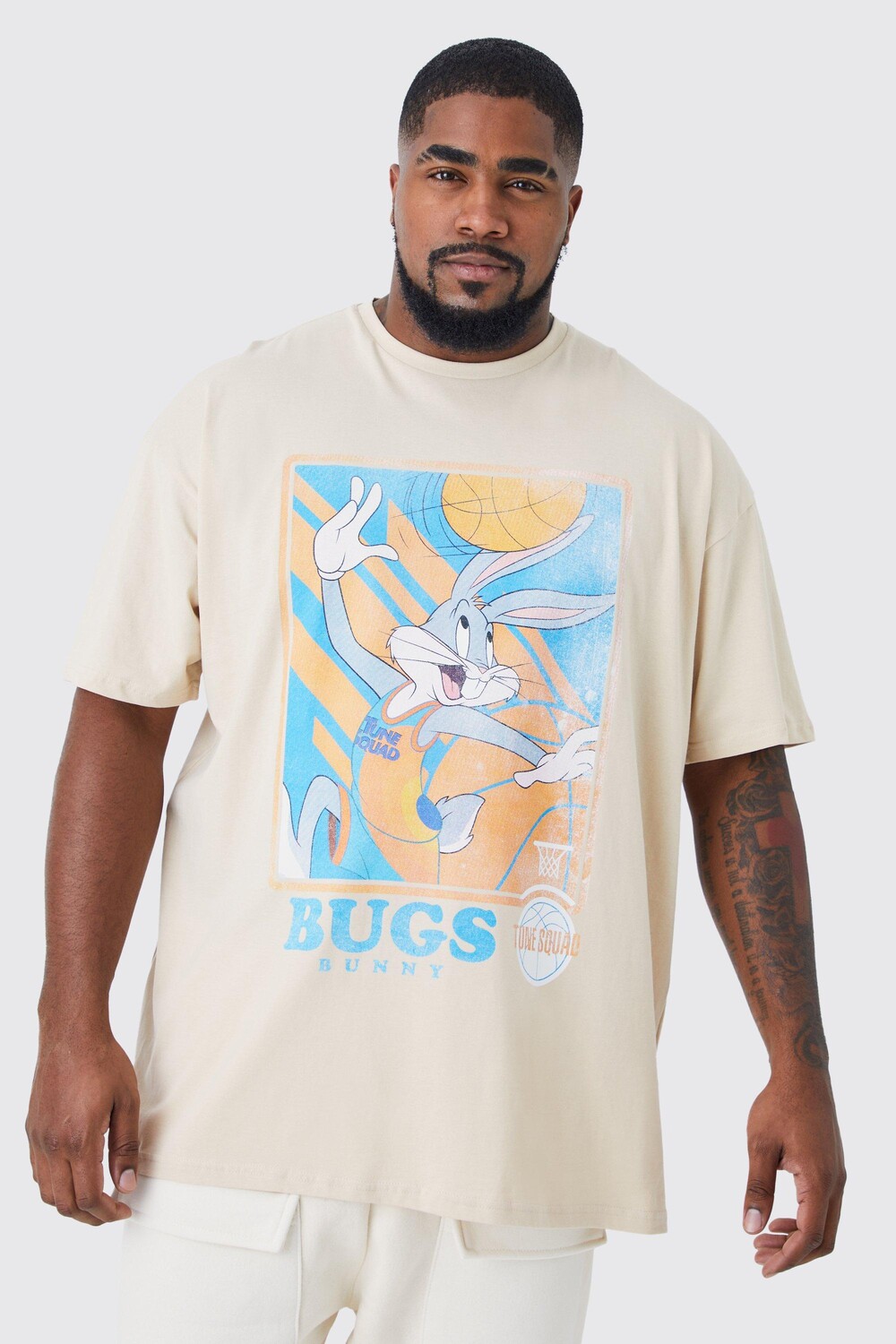 

Футболка plus bugs bunny с лицензией Boohoo, экру