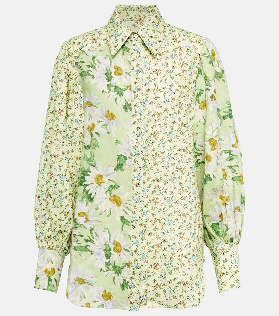 Льняная рубашка Astra с цветочным принтом ALÉMAIS, зеленый