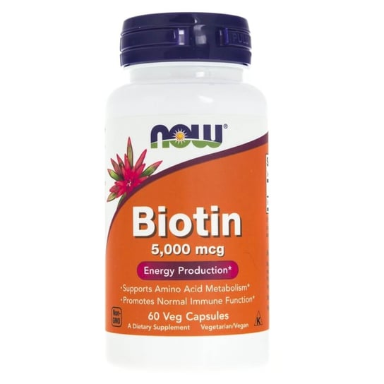Now Foods, Биологически активная добавка Биотин 5000 мкг, 60 капсул биологически активная добавка с экстрактом босвелии now boswellia extract 60 шт