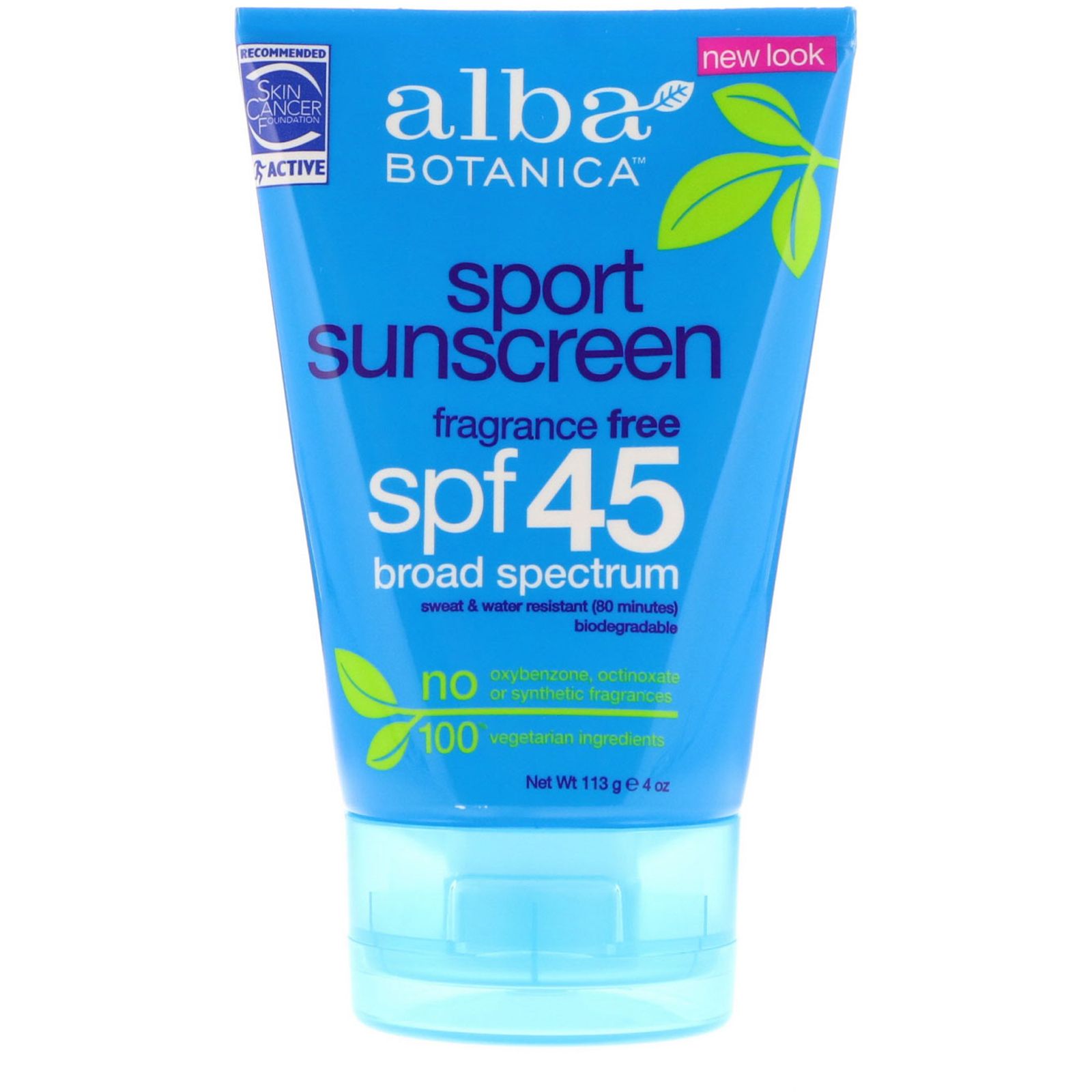 Alba Botanica Sport Sunscreen SPF 45 4 oz (113g) alba botanica even