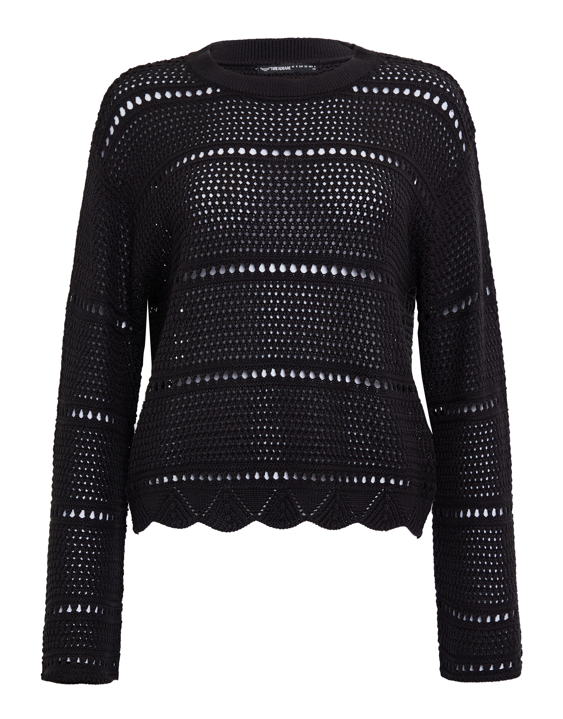 Рубашка Threadbare THB Melbourne Pointelle Crochet, черный рубашка поло thb junta threadbare цвет navy