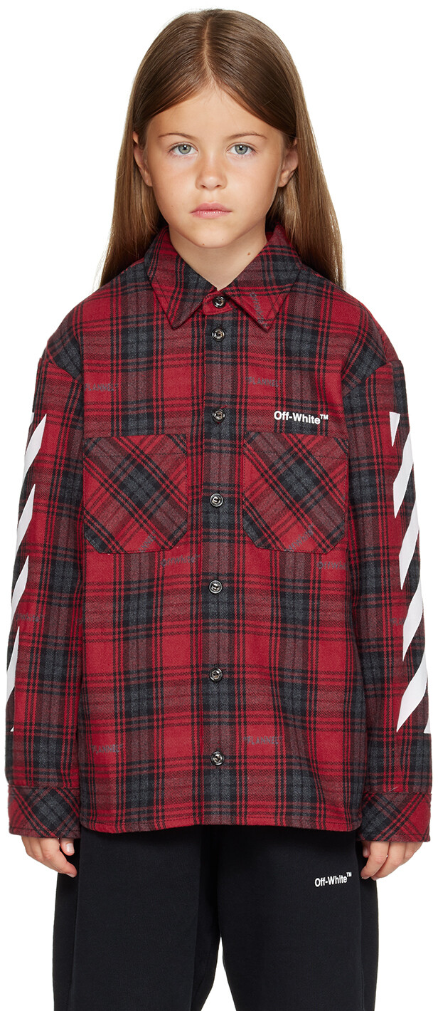 

Off-White Детская красная рубашка в клетку, Красный