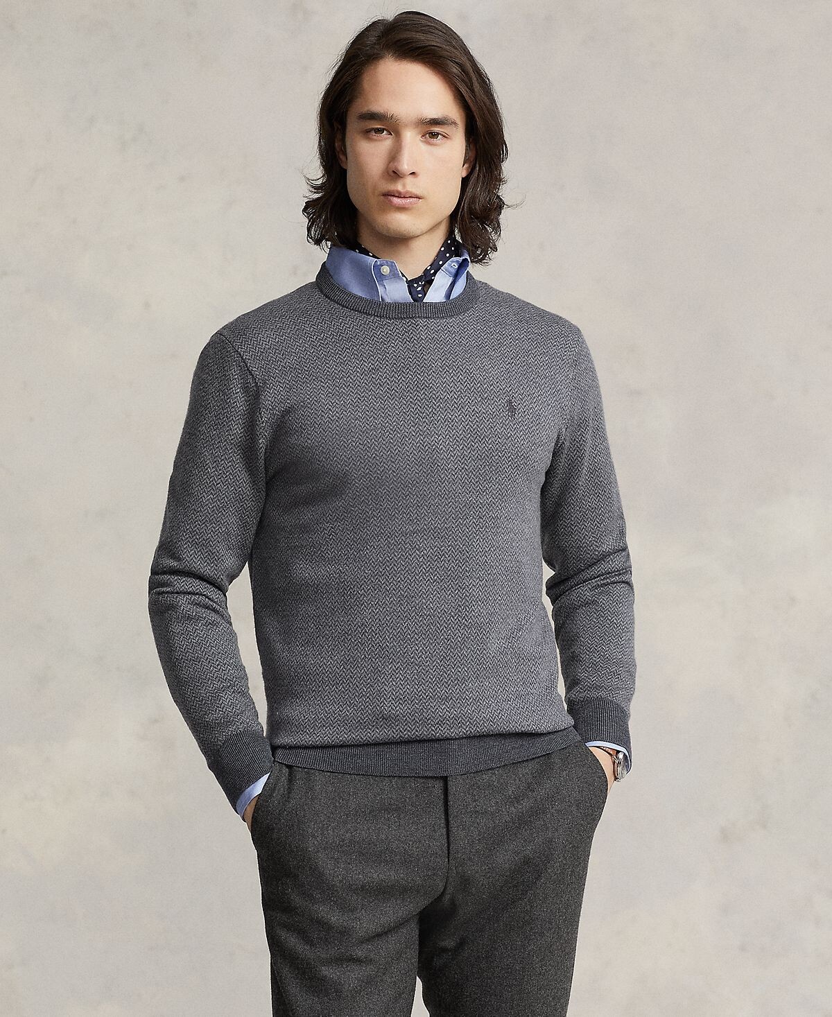 

Мужской моющийся шерстяной свитер вязки елочкой Polo Ralph Lauren