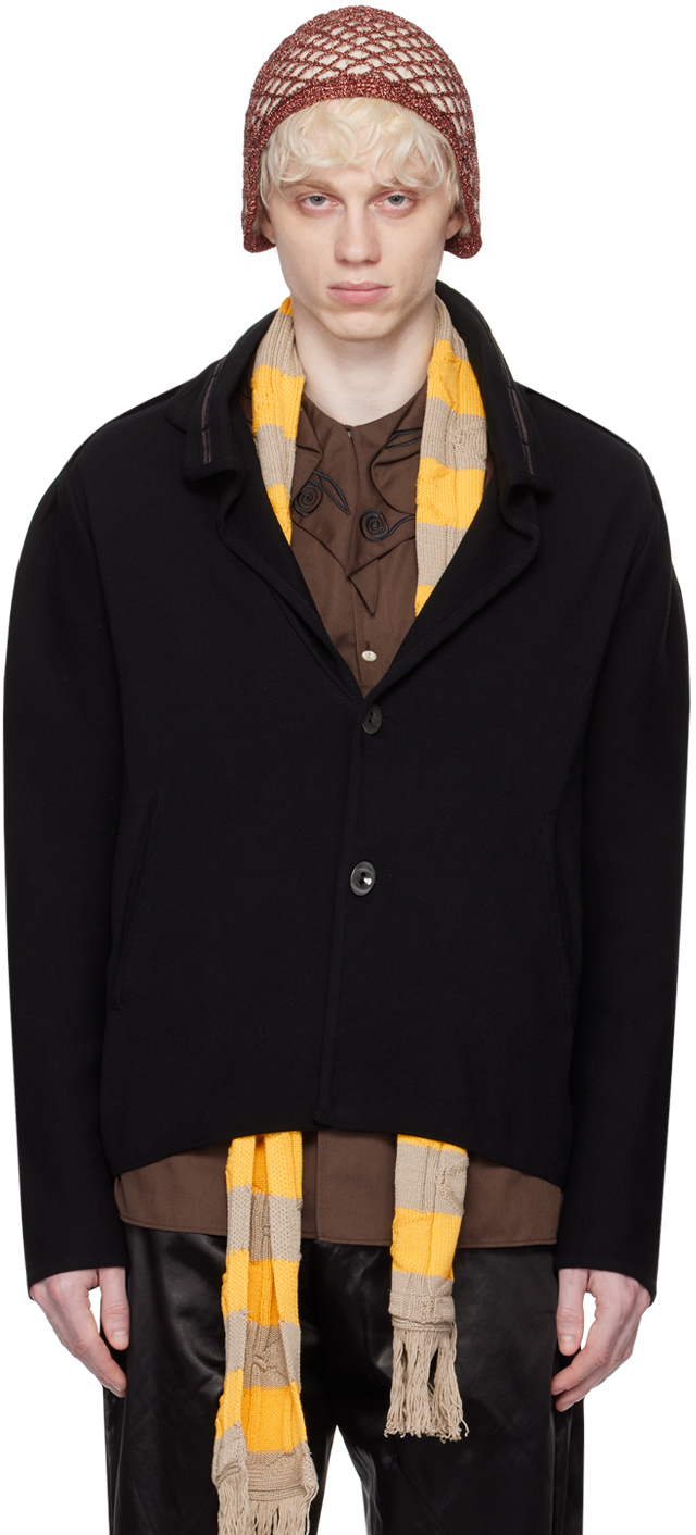 блейзер р 50 цвет коричневый Черный пиджак с узором Ugo Kiko Kostadinov