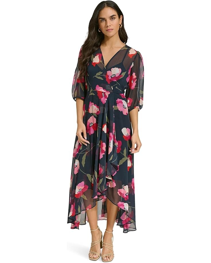 

Платье Calvin Klein Maxi Chiffon Wrap, цвет Indigo Multi