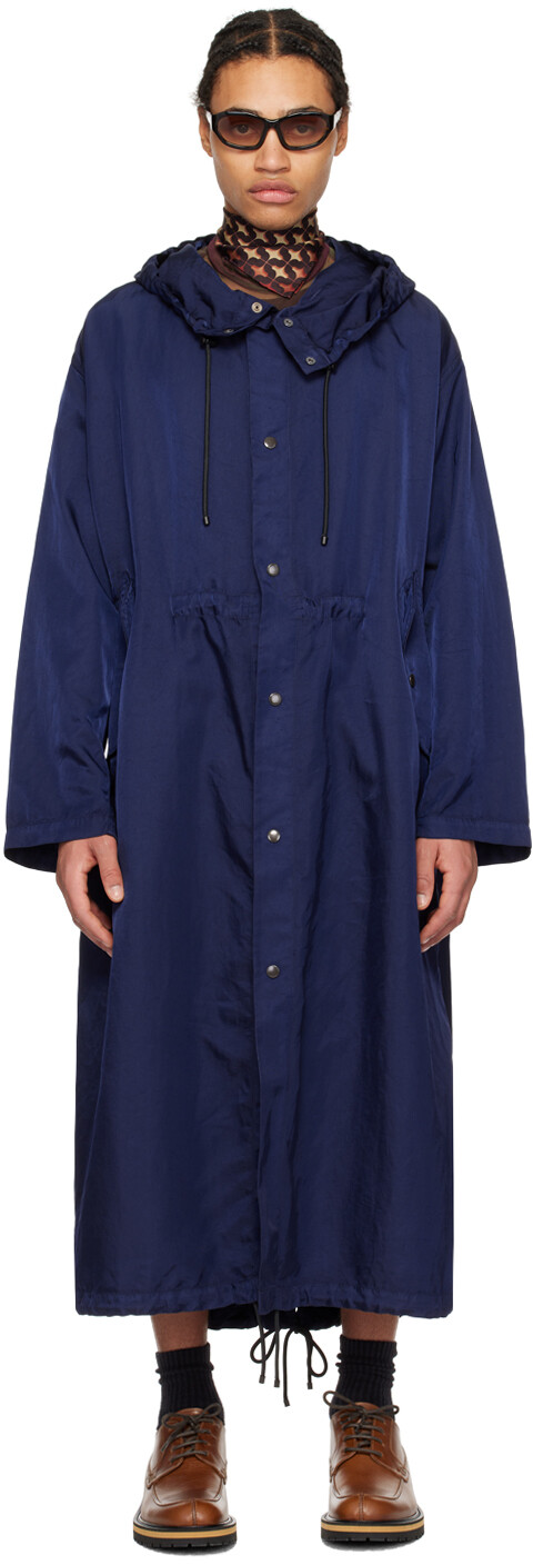 

Синее пальто, окрашенное в готовую одежду Dries Van Noten