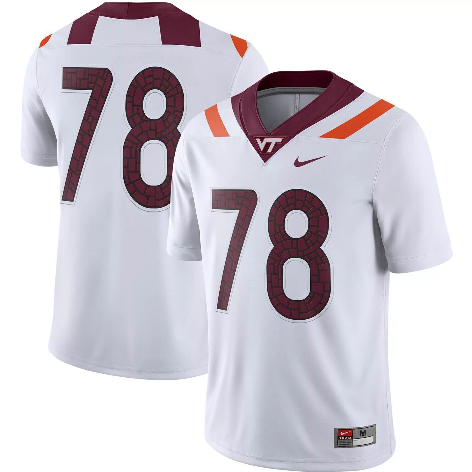 

Мужское джерси #78 белого цвета Virginia Tech Hokies Game Player Nike, Белый