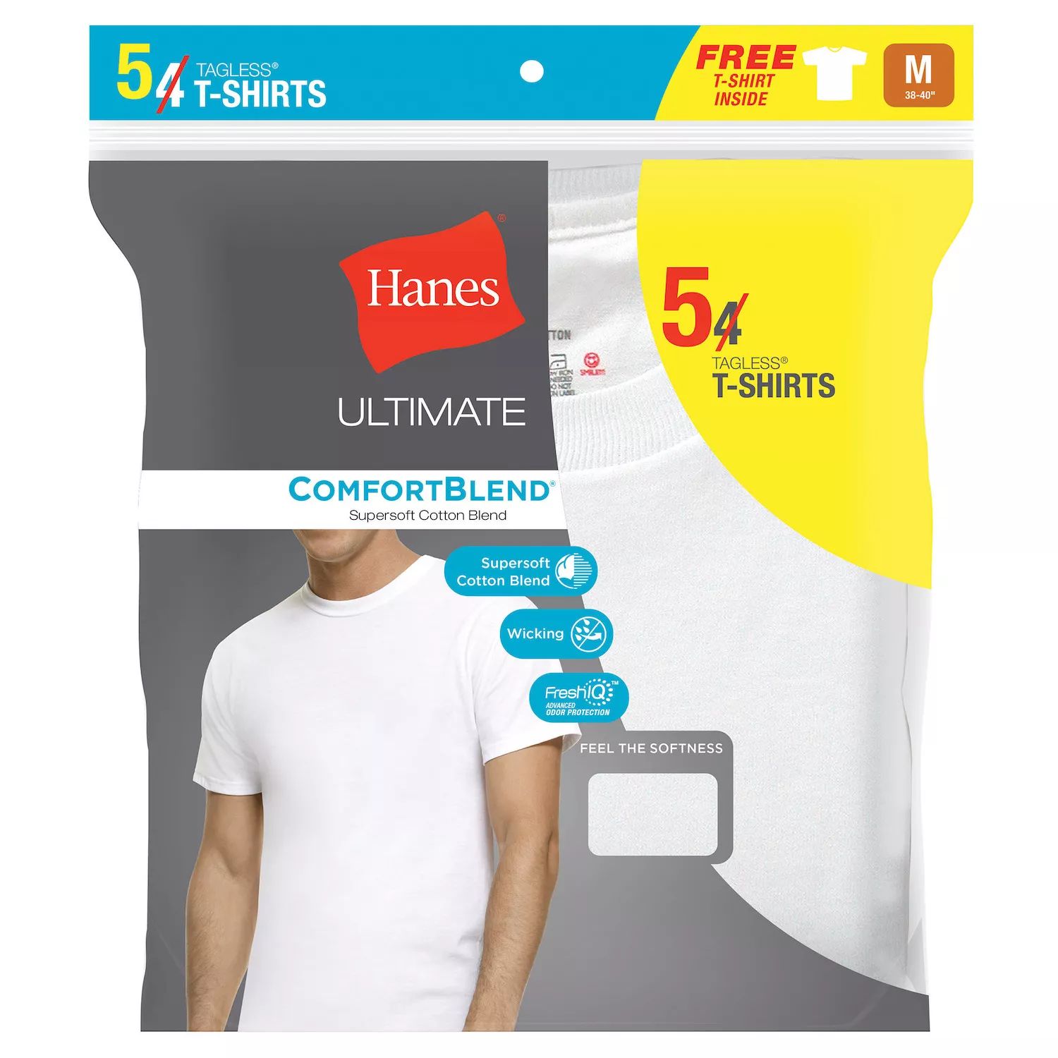 

Набор из 4 мужских футболок Hanes Ultimate + 1 бонусная футболка ComfortBlend с круглым вырезом