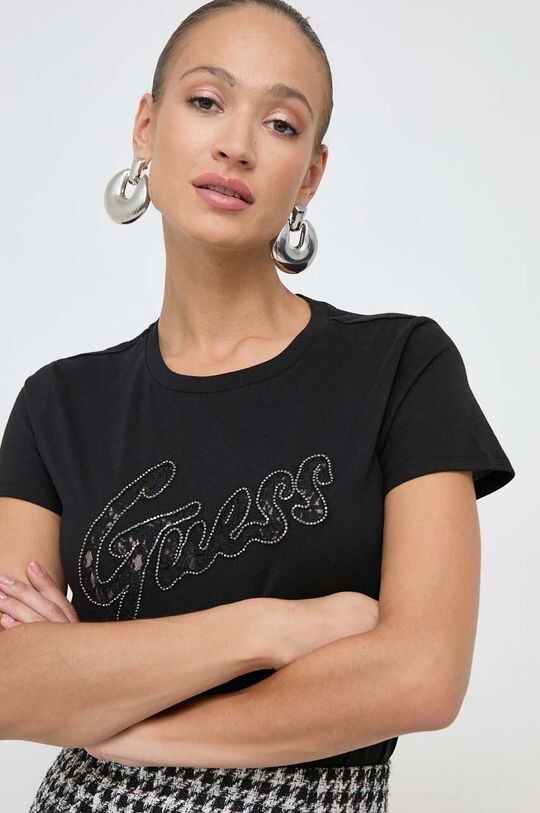 

Хлопковая футболка Guess, черный