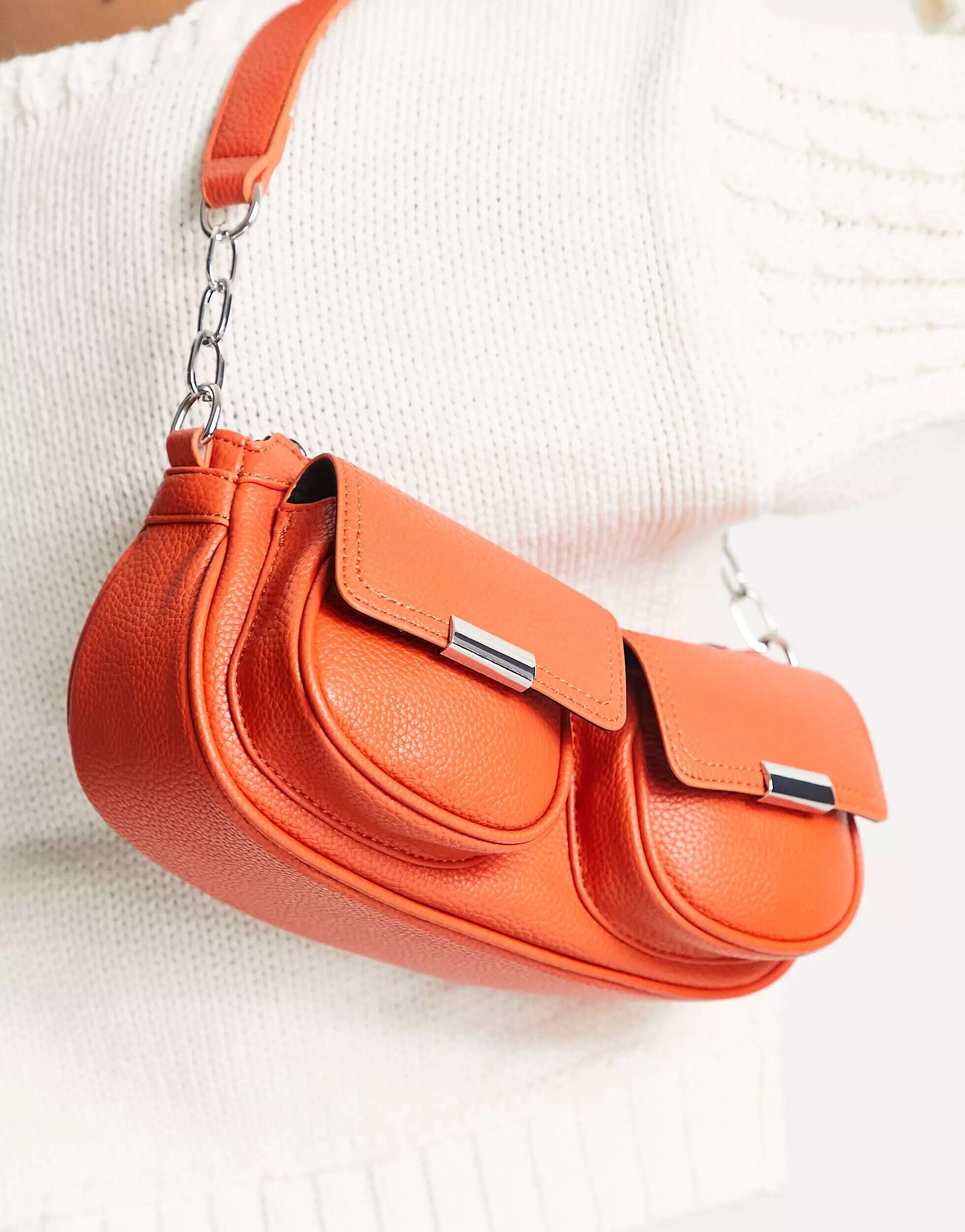 Оранжевая сумка через плечо с двойными карманами ASOS