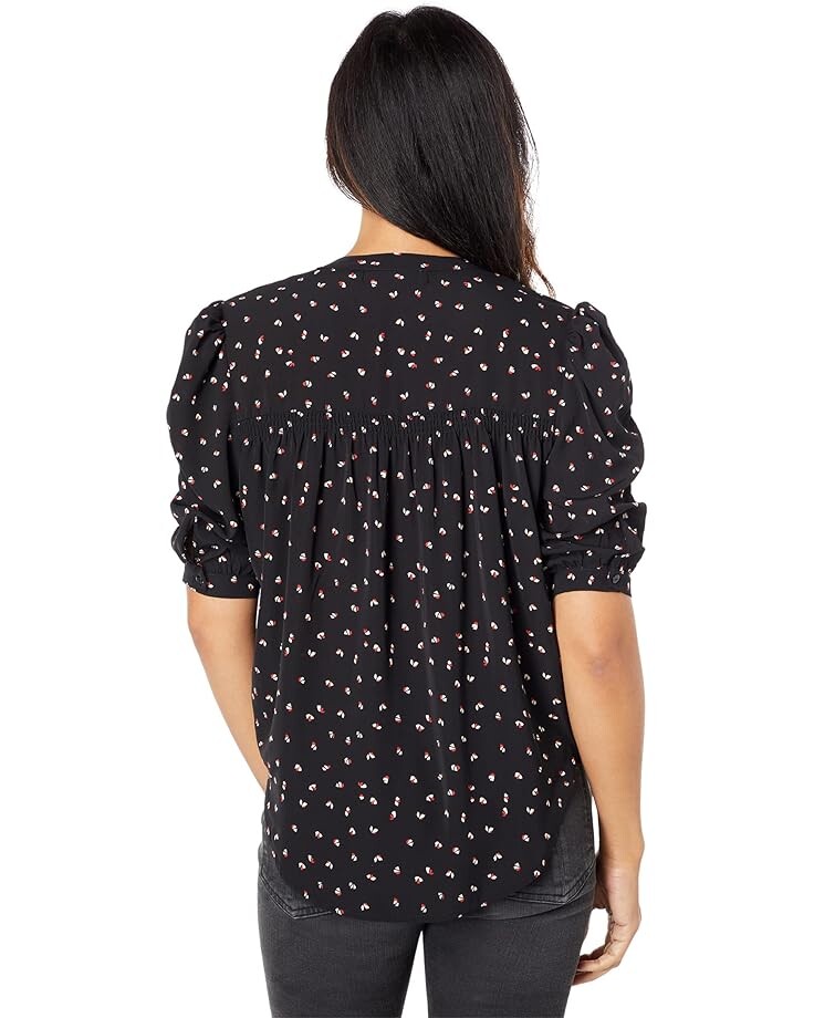 

Блуза Bishop + Young Rachel Ruched Sleeve Blouse, цвет Black Print