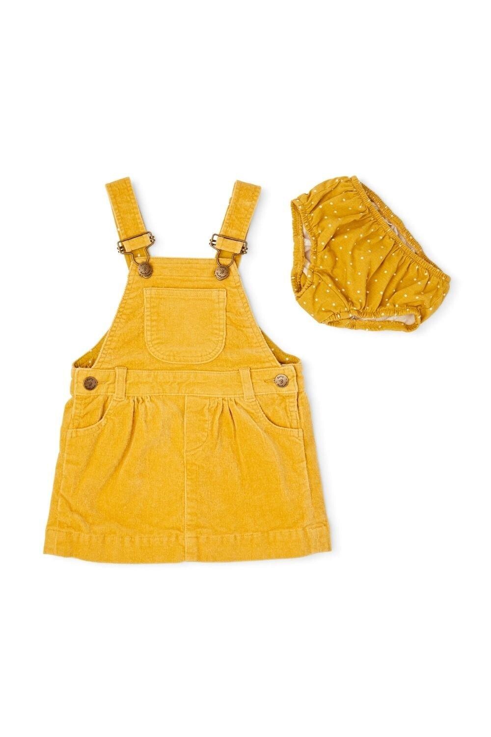 

Классический вельветовый сарафан с вышивкой Dotty Dungarees, золото