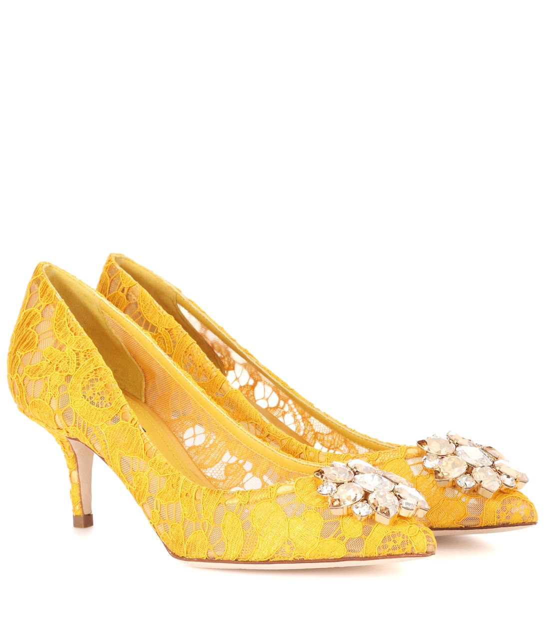 Декорированные кружевные туфли Bellucci Dolce&Gabbana, желтый