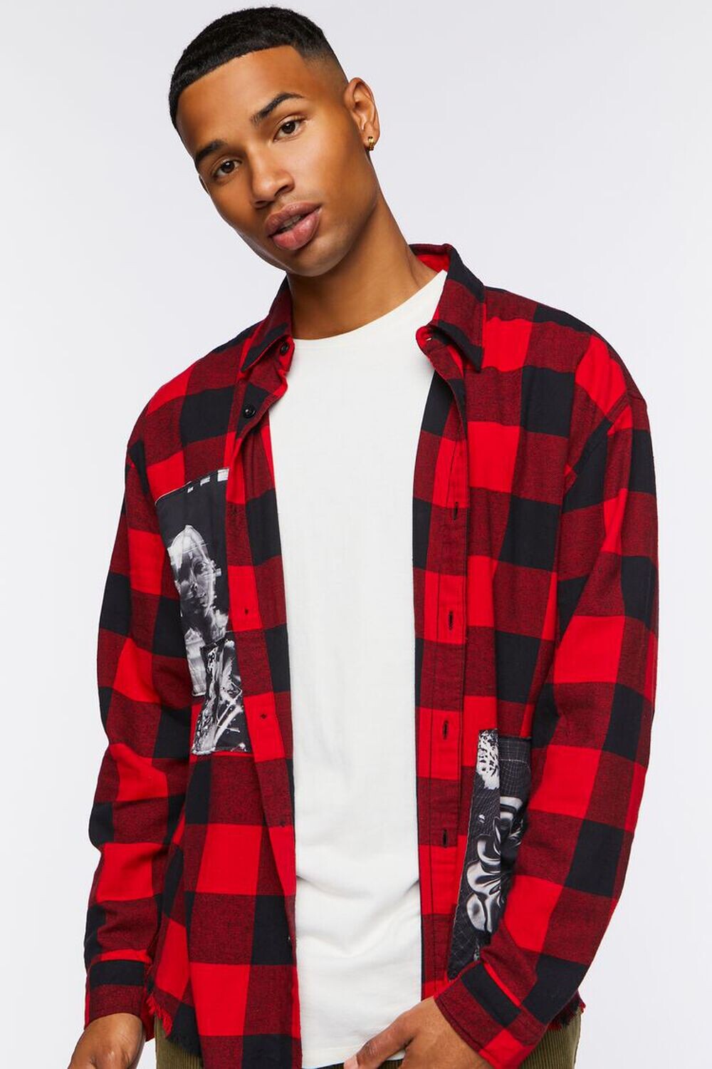 

Рубашка в клетку Buffalo с потертостями Forever 21, красный