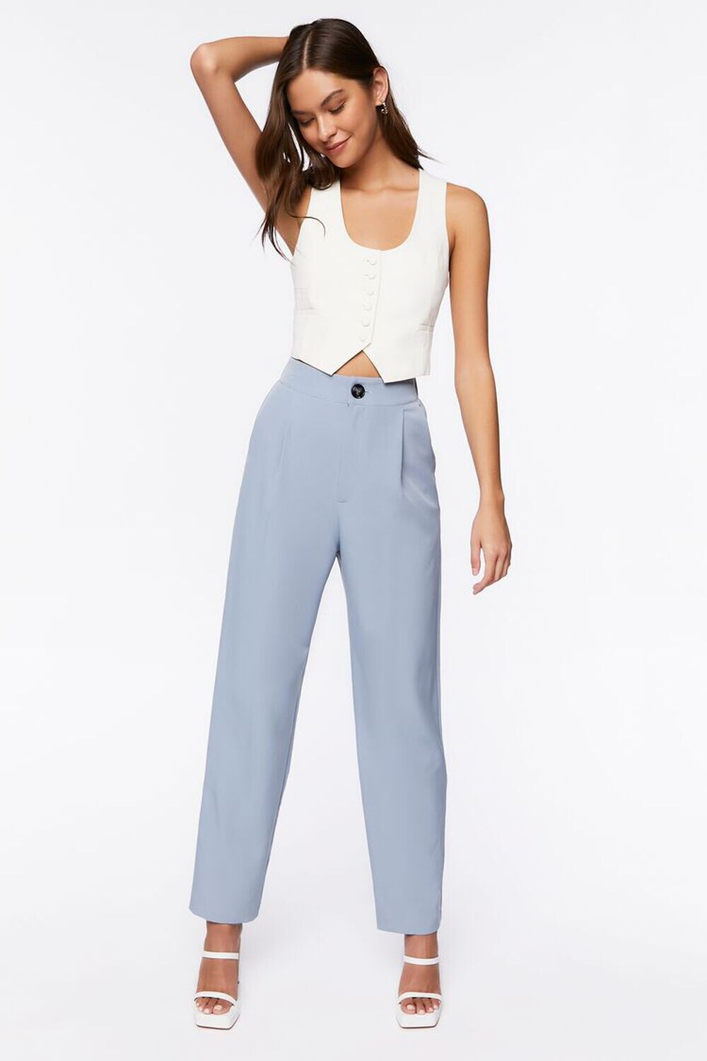 

Широкие брюки с высокой посадкой Forever 21, синий
