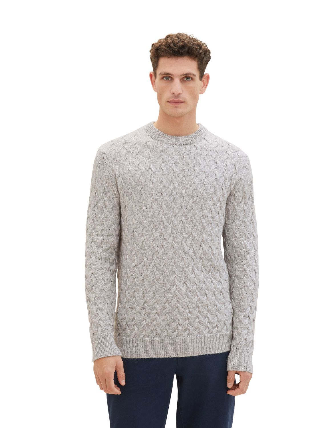 Пуловер Tom Tailor COSY CABLE KNIT, серый свитер tom tailor 1038195 cosy knit turtle neck серый